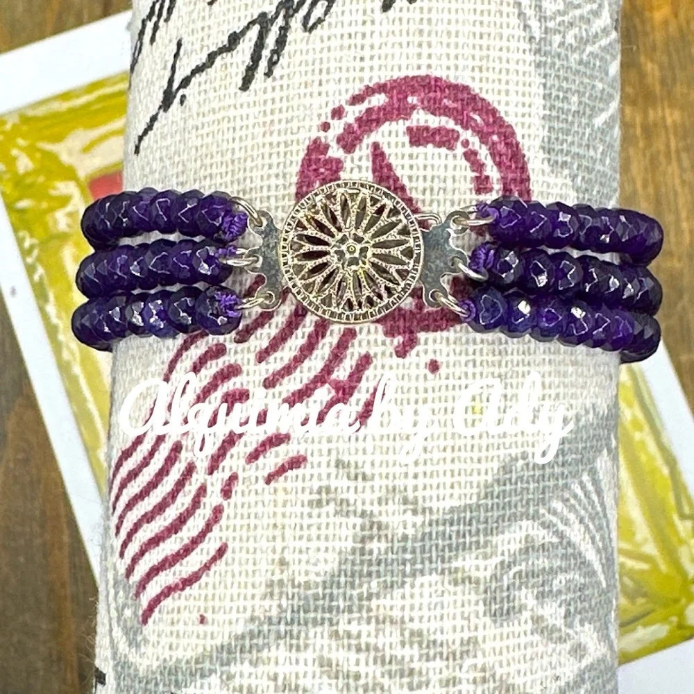 Alquimia Purple Beaded Bracelet with Silver Clasp - Picture 2 of 6